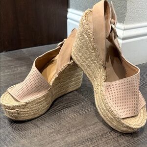 Marc Fisher Blush Espadrille Wedge Sandals